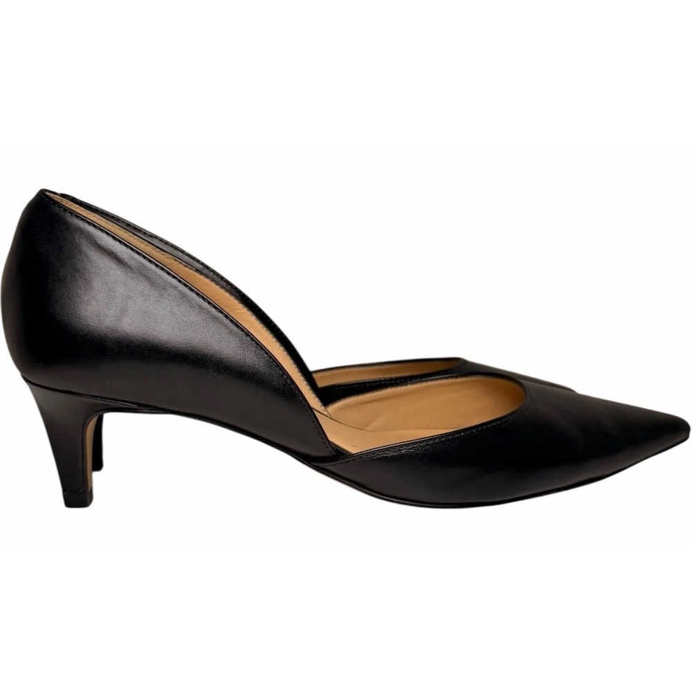 Talbots Black Leather D’Orsay Kitten Heel Pumps 8.5 AA Narrow - Picture 4 of 13
